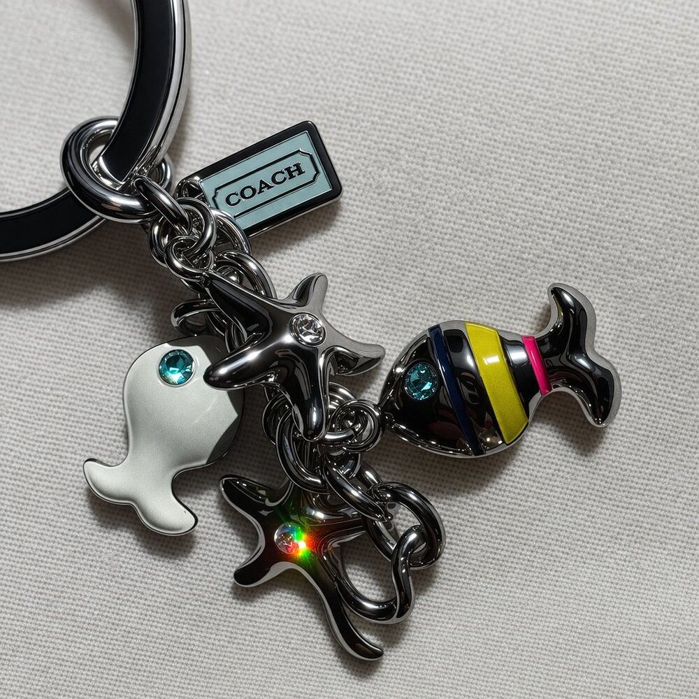 COACH LEGACY Ocean Keychain Charm Set Bucket Fish Starfish Bag Charm Hang Tag - Picture 5 of 8